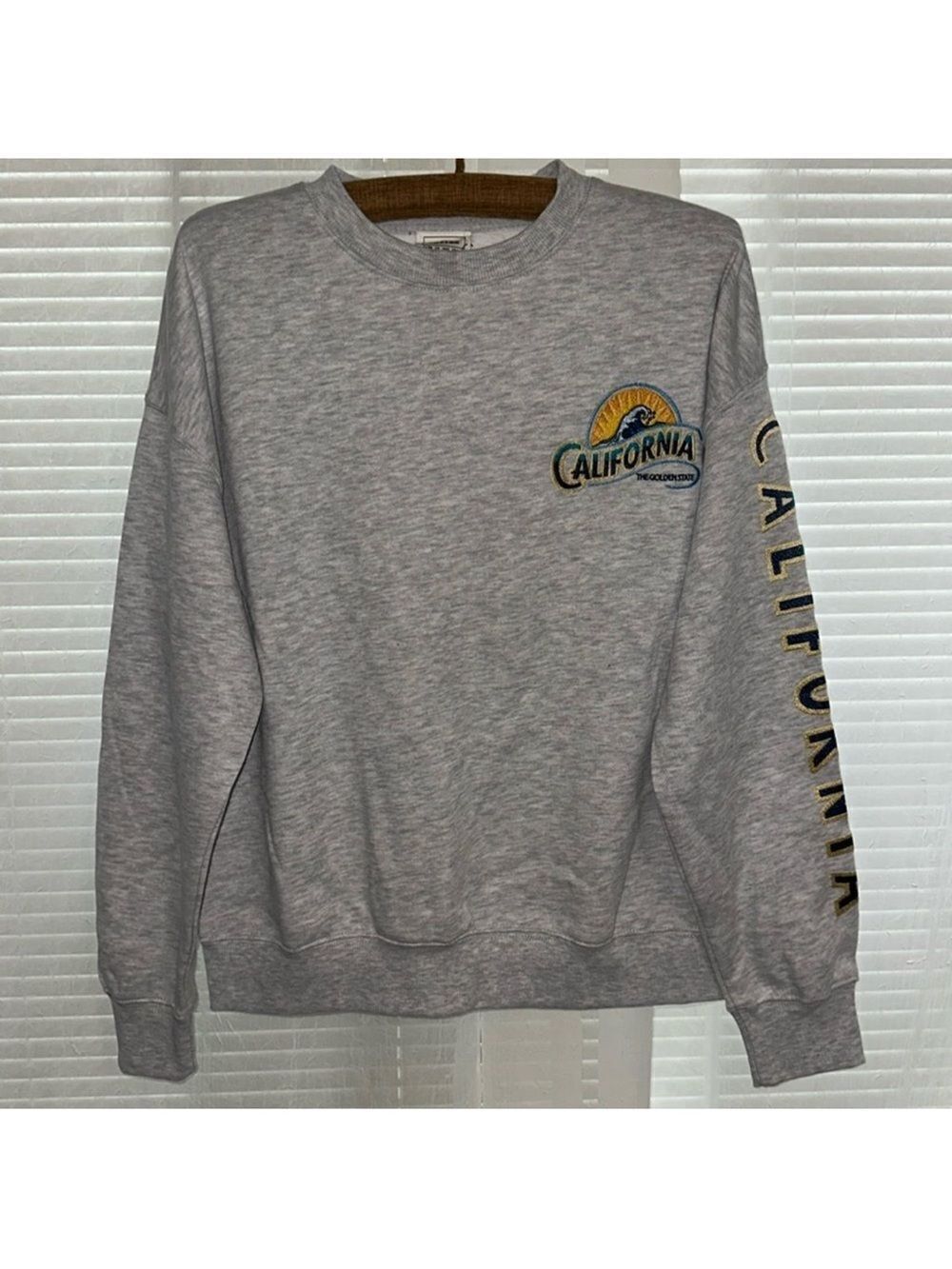 reflex M Crew Heather Gray Fleece Interior  California Embroidered Sweatshirt